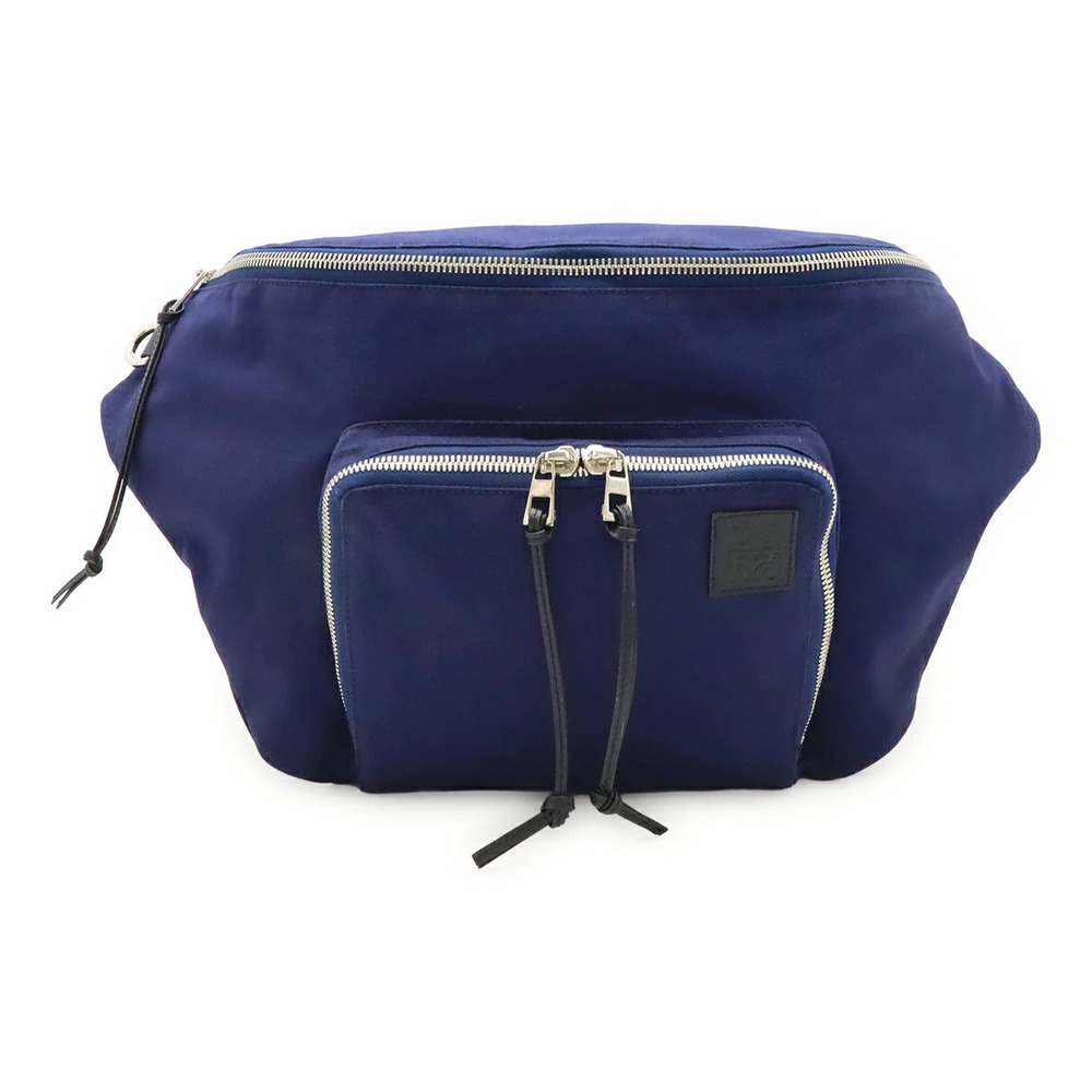 Loewe Anagram Bum Bag Body Crossbody Canvas Leather Navy Blue
